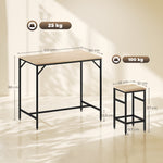 Ensemble Table de Bar Industriel + 4 tabourets Repose-Pieds en Bois couleur Chêne Clair Cadre en métal Noir