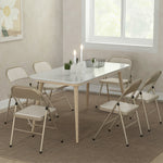 6er-Set Klappstühle, tragbare Esszimmerstühle, Stahlrahmen, Maße 45B x 46T x 78H cm, beige