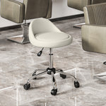 Tabouret à roulettes tabouret de travail pivotant 360° hauteur réglable 53-73 cm revêtement synthétique blanc
