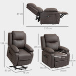 Fauteuil releveur électrique fauteuil relax électrique avec repose-pied télécommande et 2 pochettes 76x90x105cm marron
