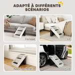Scalinata pieghevole per cani a 3 gradini antiscivolo, scala per animali in plastica 53 x 30,5 x 36,5 cm, crema