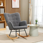 Fauteuil à bascule rocking chair revêtement effet laine bouclée, structure en acier 71 x 98 x 101 cm Gris foncé