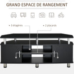 Meuble TV meuble télé bois banc TV pour téléviseur jusqu'à 55 pouces avec grand plateau, placards à portes et