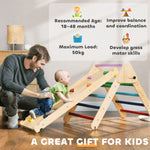 Triangolo da arrampicata per bambini 3 in 1, rampa bifacciale per arrampicarsi e scivolare, portata 50 kg, 147x64,5x63 cm, multicolore