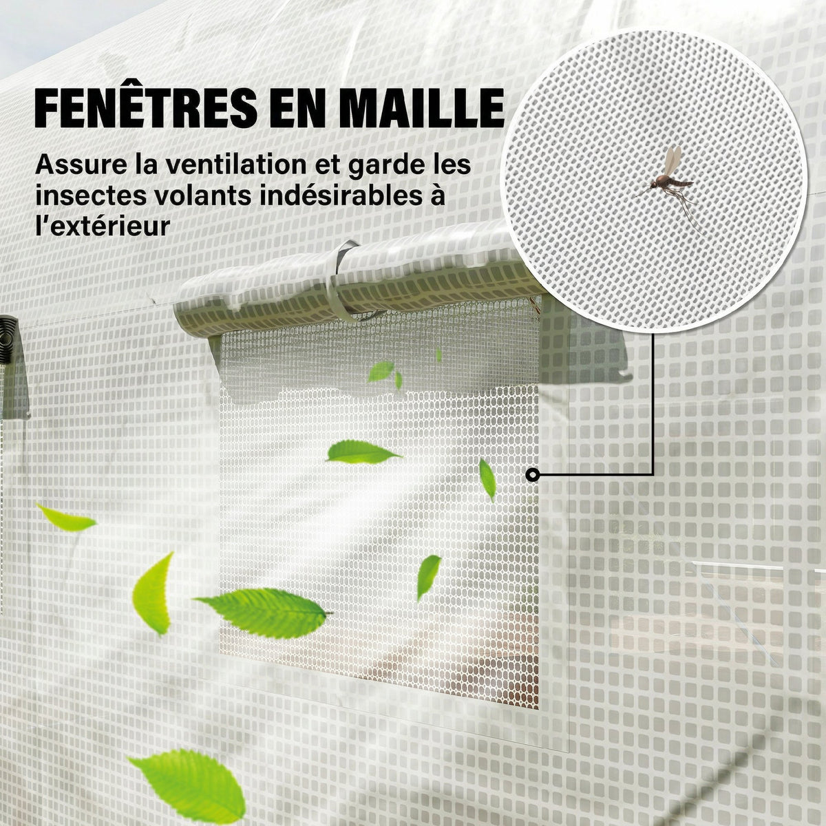 Serre tunnel de jardin 12 m², serre de jardin tunnel avec porte et 8 fenêtres, bâche PE 140 g/m² 400 x 200 x 200cm blanc