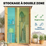 Abri de Rangement en Bois, Cabane de Jardin avec 2 Étagères, Marron