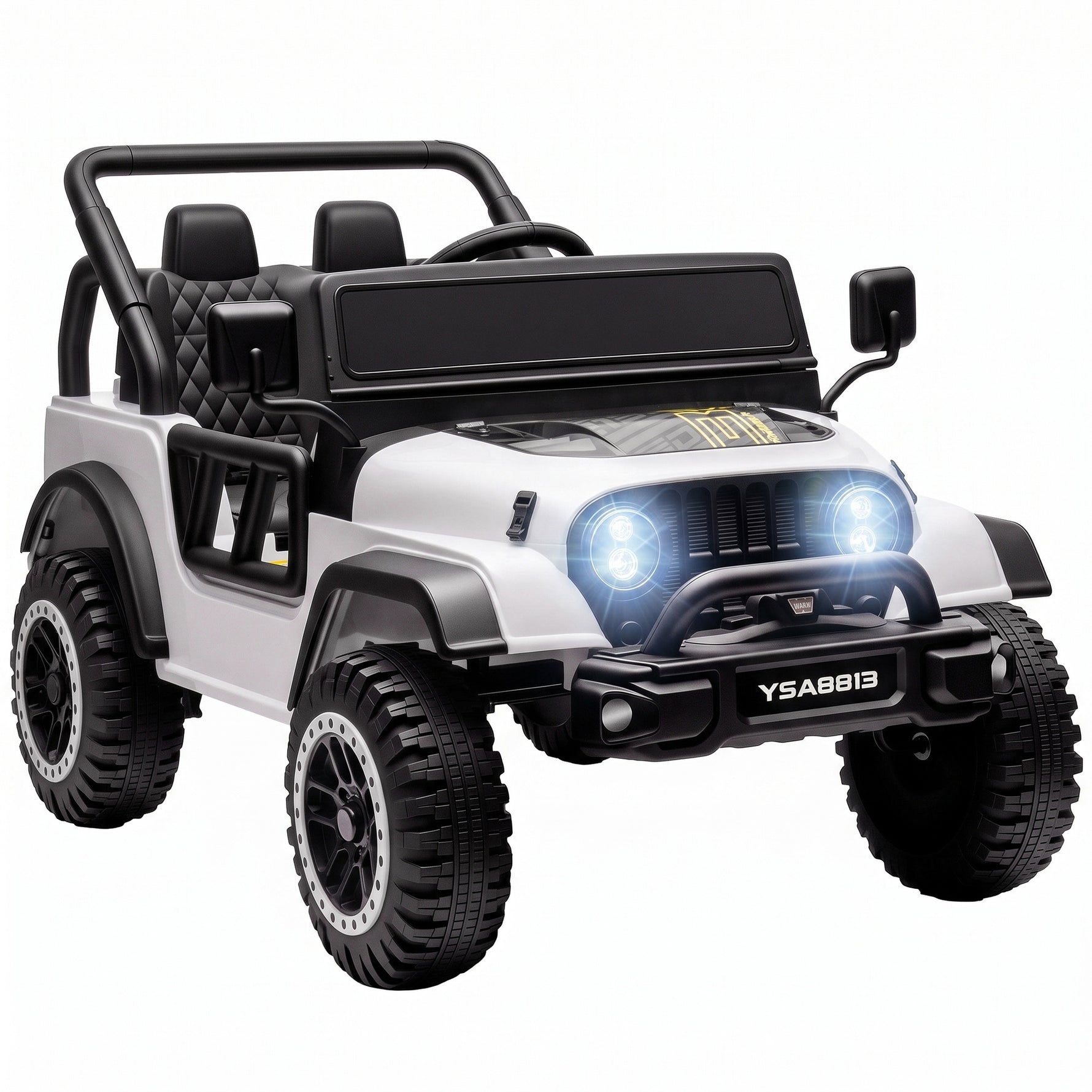 Voiture Électrique Enfants 12V, Buggy Électrique Enfants, 2 Moteurs, Télécommande 2,4G, Batterie Lithium, Blanc