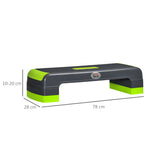 Stepper aérobic fitness hauteur réglable 3 niveaux surface antidérapante 78 x 28 x 20 cm vert et gris