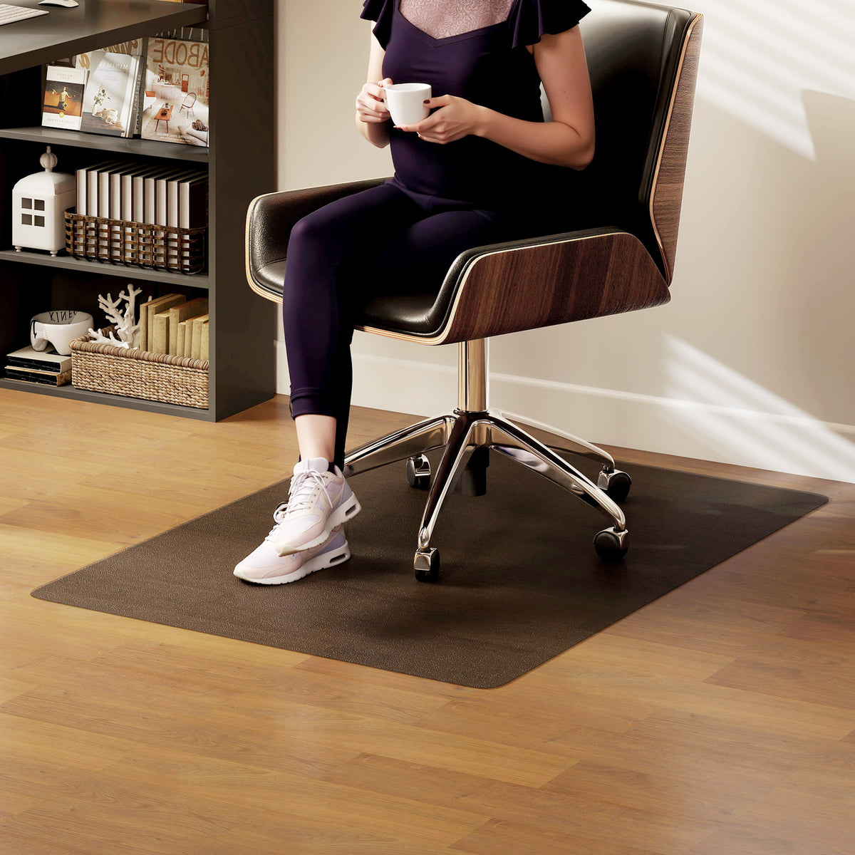 Tapis de chaise de bureau rectangulaire, antidérapants en plastique noir 120x90cm
