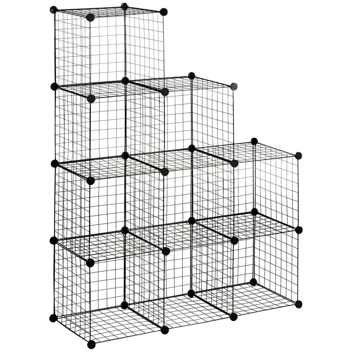Étagère cube modulable DIY avec 9 compartiments en treillis métallique pour salon, chambre à coucher, noir