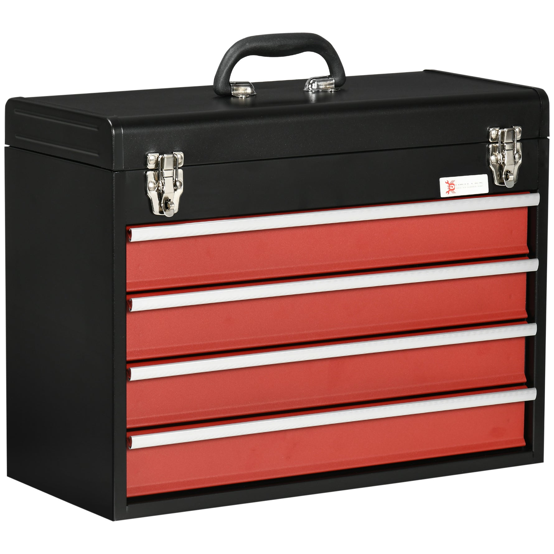 Boite à outils métallique coffret à outils caisse à outils 4 tiroirs + plateau tôle acier 51 x 22 x 39,5 cm noir