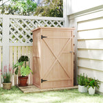 Armoire abri de Jardin Remise pour Outils Bois de Sapin pré-huilé Toit bitumé incliné - Grande Porte