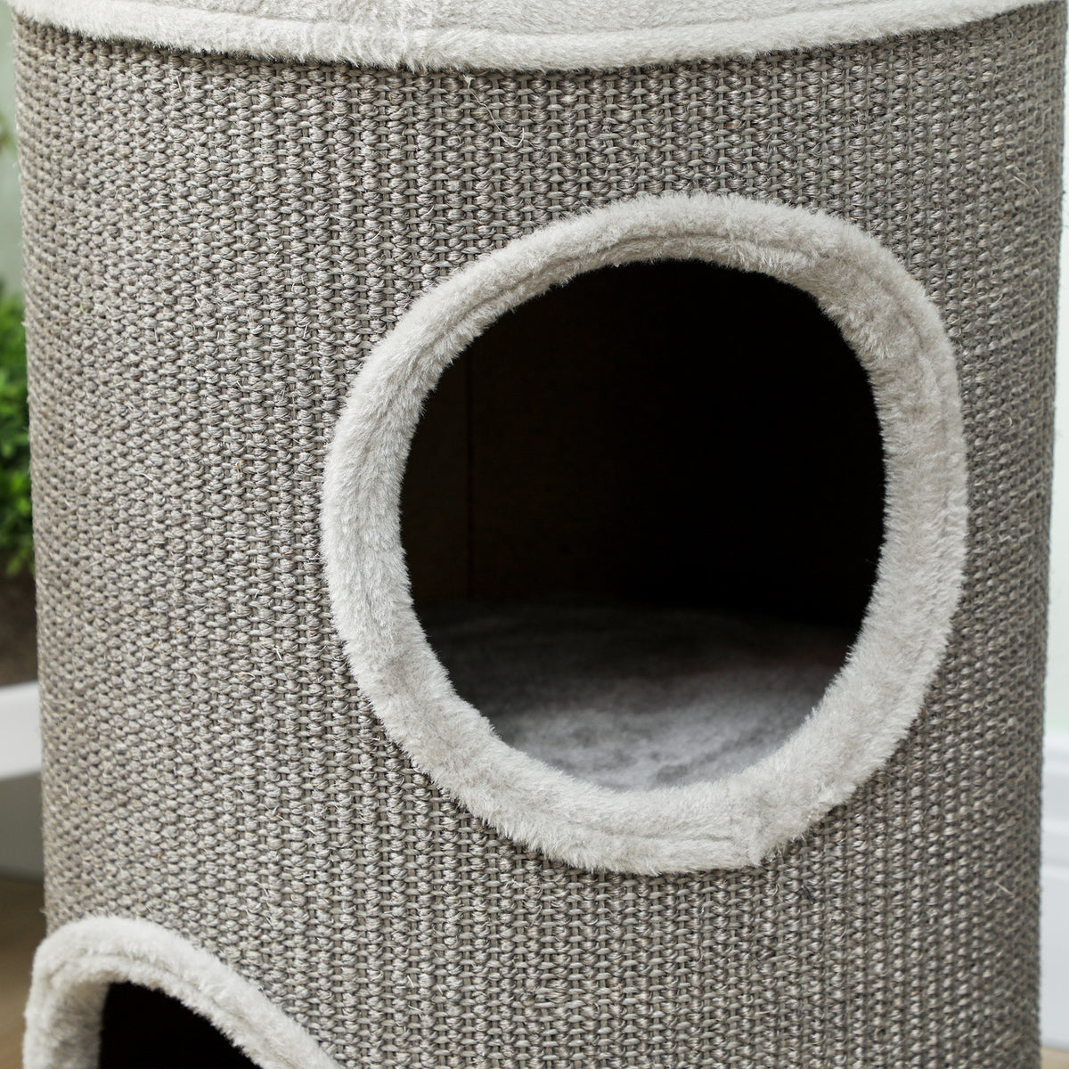 Tonneau à Gratter pour Chat, Tour à Griffer, Arbre à Chat à 2 Couches en Sisal Naturel, Ø35x60cm, Gris Clair