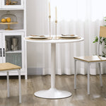 Tavolo da pranzo rotondo per 2 persone, tavolo da cucina in stile moderno con base in acciaio, Ø 80 x 75 cm, bianco