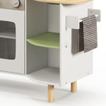 Cuisine enfant 3-8 ans jeu d'imitation avec machine à glaçons, évier mobile en acier inoxydable 84 x 34 x 89 cm blanc