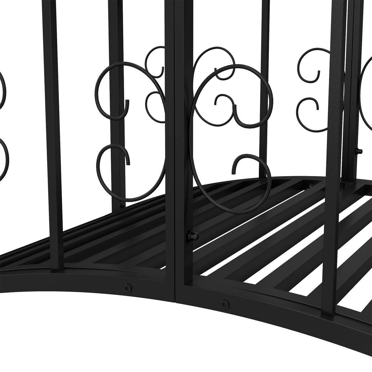 Pont de Jardin Pont en acier avec Garde-corps latéraux, Charge Maximale 120 KG, décoration Jardin, 119 x 67 x 70 cm noir