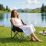 Chaise de camping pliable avec sac de transport et pochette latérale compact ultra légère noir