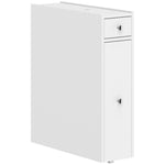 Meuble de salle de bain étroit, armoire de salle de bain sur pied avec 2 tiroirs et étagère ouverte, 16x48x58cm, blanc