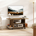 Meuble TV avec roulettes 80 cm, meuble télé pour téléviseur jusqu'à 42 pouces avec étagères ouvertes, noyer