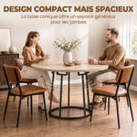 Table à Manger Ronde pour 4 à 6 Personnes, Ø 120 x 75 cm, Table de Cuisine avec Piétement Conique en Métal, Bois Naturel
