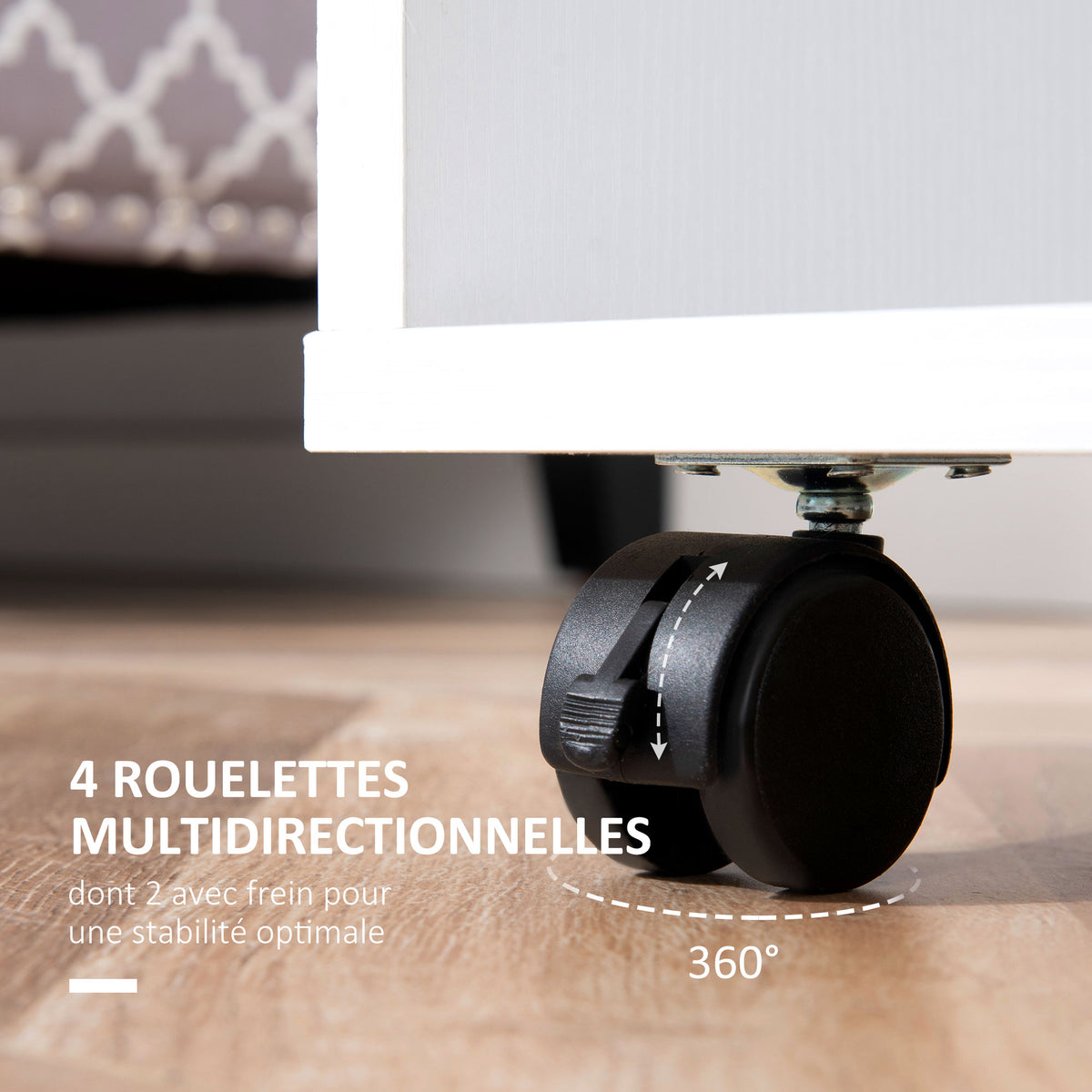 Set di 2 appendiabiti salvaspazio mobili con rotelle, 2 vani + ampio spazio appendiabiti in legno bianco