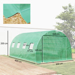 Ersatzplane für Folientunnel 12 m² 4 x 3 x 2 m PE UV-beständig wasserdicht 8 Fenster + aufrollbare Reißverschlusstür grün
