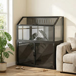 Cage Hamster 2-en-1 avec Armoire de Rangement pour Rongeur Hamster Syrien et Souris Acier et Acrylique Noir