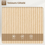 Lot de 2 tabourets de bar en tissu velours côtelé, chaises de bar avec dossier courbé, repose-pieds, 49x52x88cm, beige