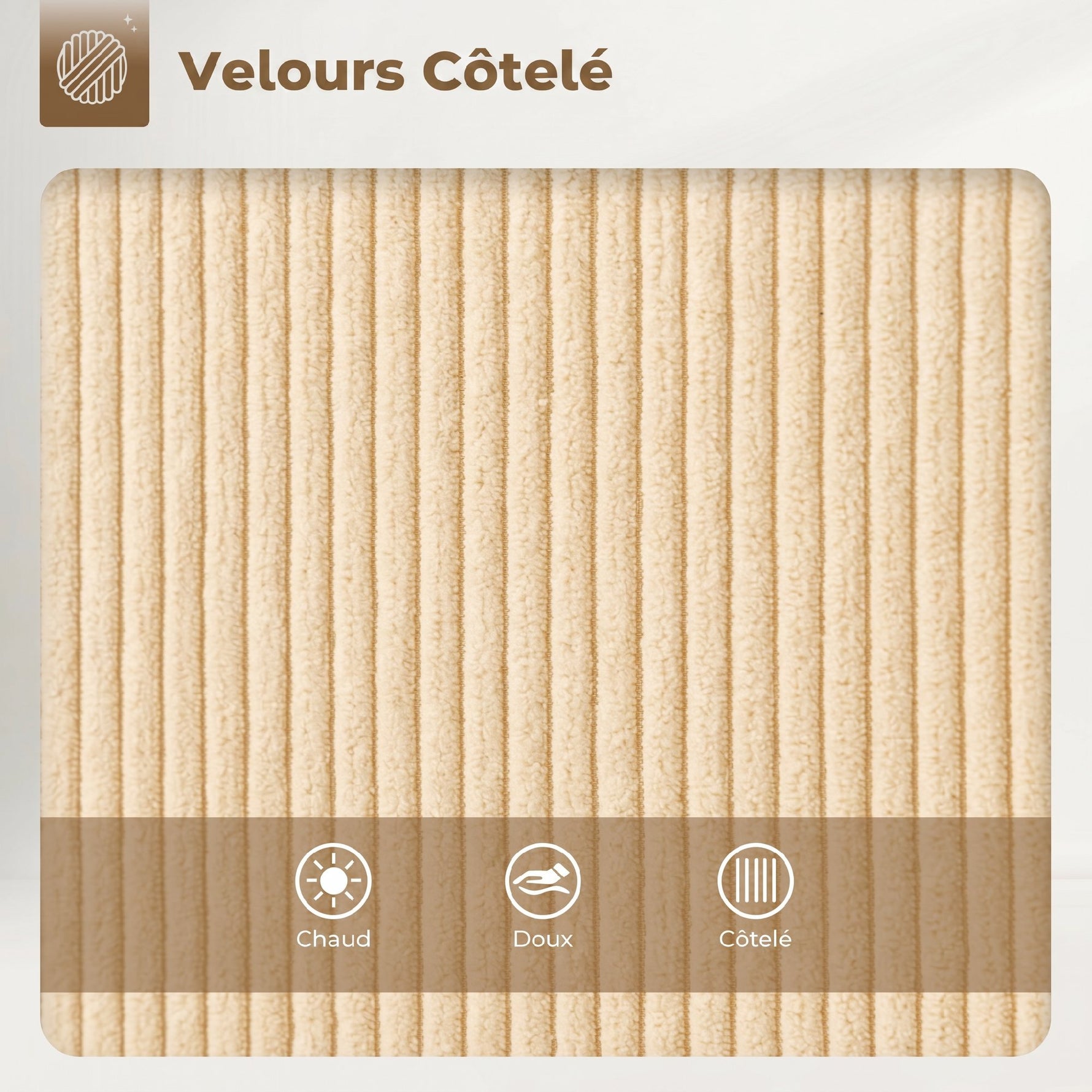Lot de 2 tabourets de bar en tissu velours côtelé, chaises de bar avec dossier courbé, repose-pieds, 49x52x88cm, beige