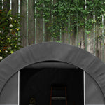 Lorategiko etxola, kanpoko biltegiratze-tenda, bizikleta-tokia, bizikleta-garajea, PE estalkia, metalezkoa, 2,4 x 1,8 x 1,9 m, gris iluna