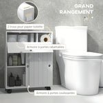Toilet- en badkamermeubel met toiletrolhouder op wieltjes - 52 x 17 x 67 cm wit