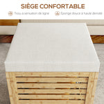 Coffre de rangement tabouret de rangement 54.76 L design lamellé cadre en bambou naturel 40 x 40 x 47 cm bois naturel