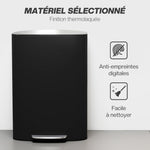 Pattumiera da cucina 50L, pattumiera a pedale, secchio interno rimovibile, coperchio a chiusura rallentata, 45,1x36,5x62,6cm, nero