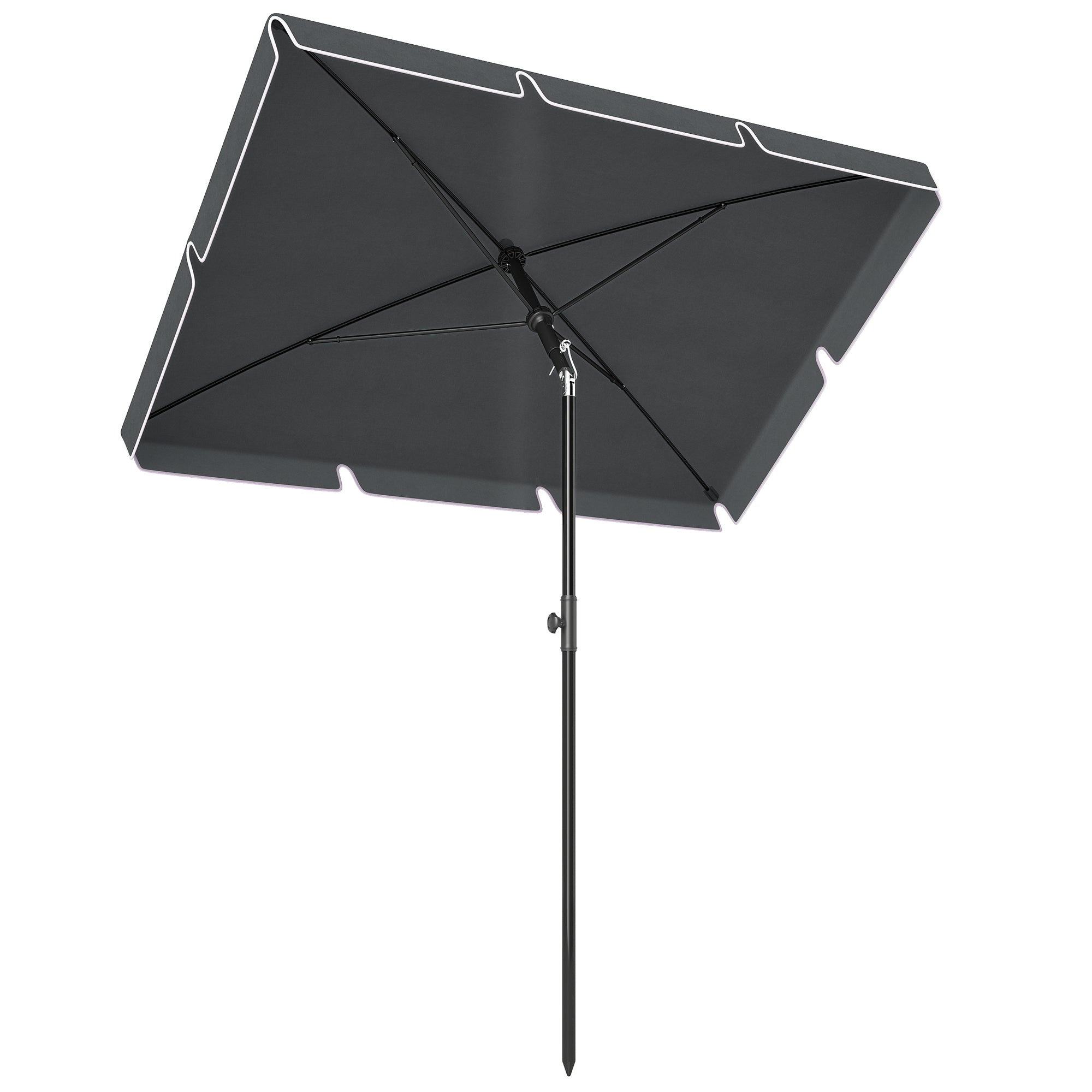Parasol de jardin Parasol droit rectangulaire inclinable alu métal polyester haute densité 2 x 1,3 m gris