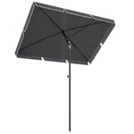 Parasol de jardin Parasol droit rectangulaire inclinable alu métal polyester haute densité 2 x 1,3 m gris