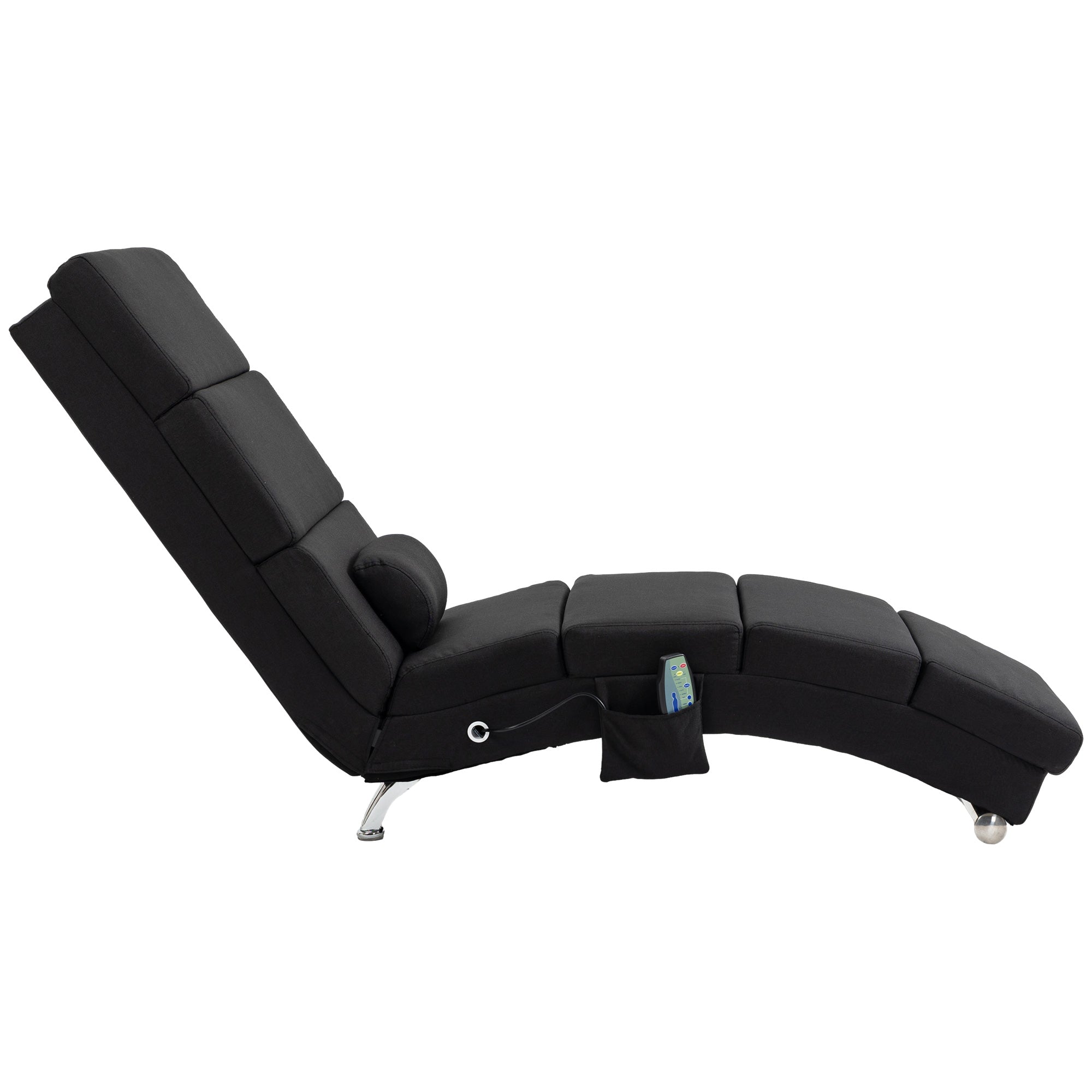 Ergonomischer Entspannungs-Relaxsessel, massierend und beheizbar mit Fernbedienung, 56 x 168 x 84 cm, schwarz