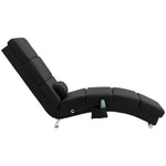 Fauteuil relax chaise longue de relaxation ergonomique, massant et chauffant avec télécommande 56 x 168 x 84 cm noir