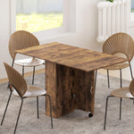 Table à Manger Pliante Mobile sur Roulettes, 2 Plateaux Rabattables, 2 Étagères Intégrées, 140x80x74cm, Brun Rustique