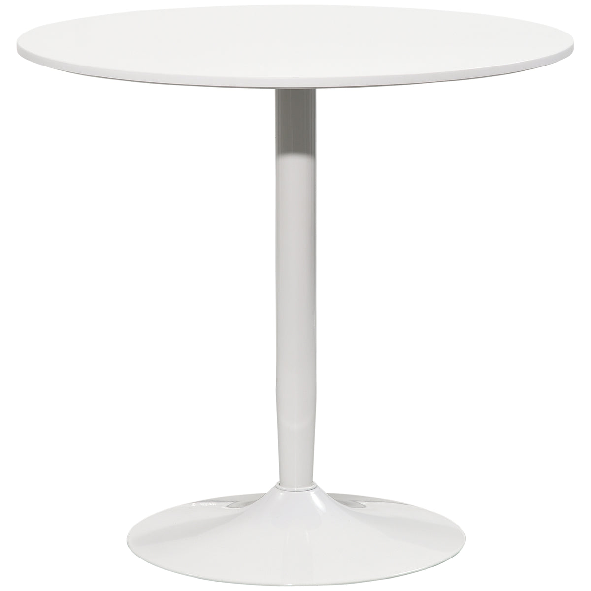Tavolo da pranzo rotondo per 2 persone, tavolo da cucina in stile moderno con base in acciaio, Ø 80 x 75 cm, bianco