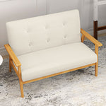 Canapé 2 places 115 cm canapé scandinave avec dossier capitonné, assise rembourrée et accoudoirs, beige