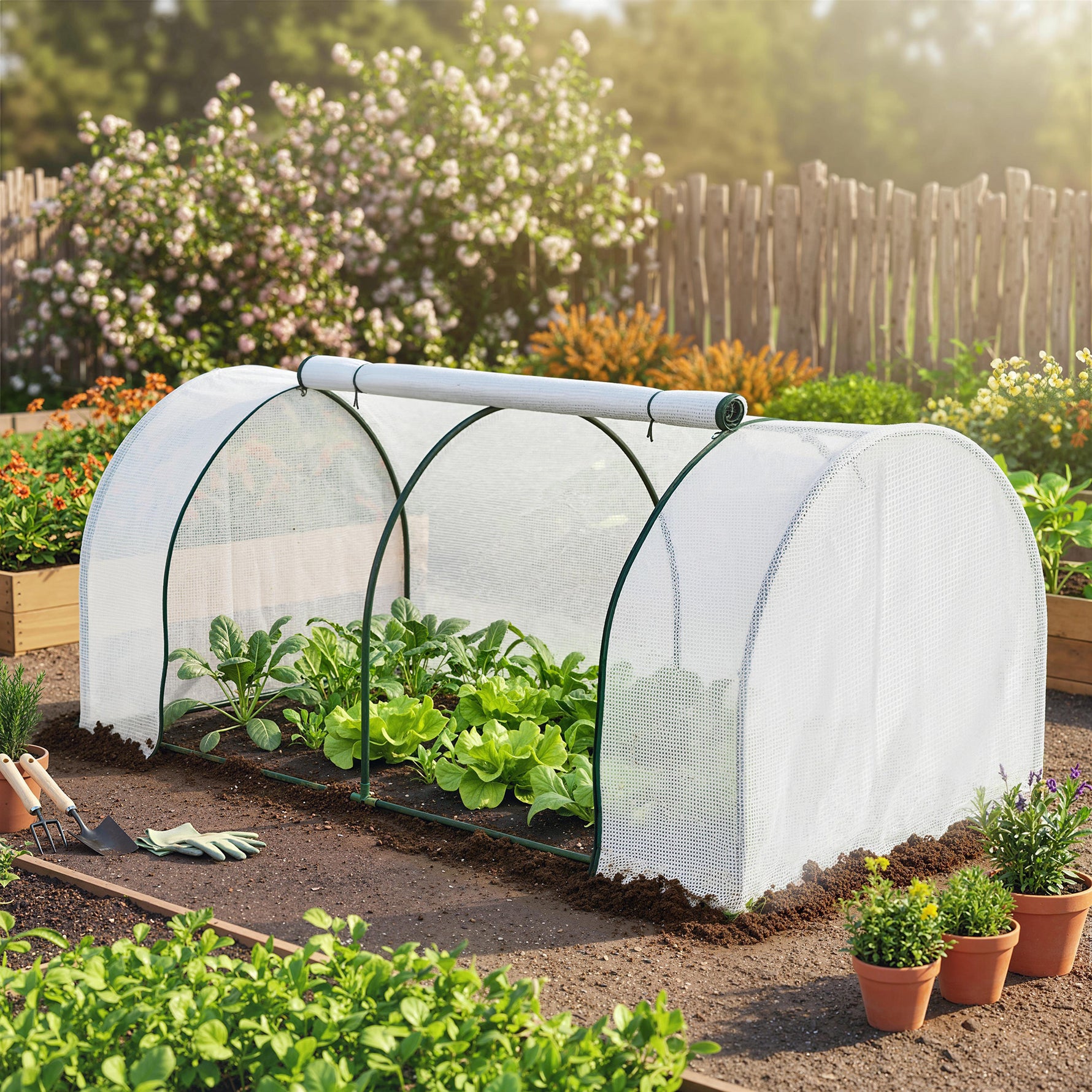 Serre de jardin mini serre serre à tomates 2 x 1 x 0,8 m porte zippée bâche PE acier blanc