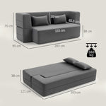 Canapé convertible 2 places, canapé-lit en chenille, assise et accoudoirs larges 2 coussins, entièrement compressé, gris-2