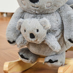 Jouet à Bascule Koala avec marionnette - Effet sonore Rugissement - Fauteuil intégré, Ceinture de sécurité - pour 18-36 mois - Bois peuplier Peluche Courte Polyester Gris