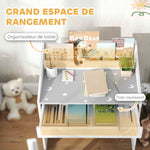 Ensemble Bureau et chaise pour enfants, avec rangement, tiroir coulissant, pour les 3-6 ans, motif étoilé - Gris