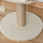 Cat tree climbing tree scratching post design toy hanging pom-pom + plush platform 40 x 40 x 49 cm beige sisal