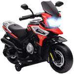 Moto Électrique Enfants 6 V, Voiture Électrique Enfants avec Roues d'Entraînement, Musique, Effets Lumineux, Rouge