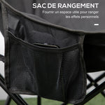 Chaise de camping pliable avec sac de transport et pochette latérale compact ultra légère noir