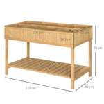 Jardinière sur Pieds carré Potager avec étagère 110L x 46l x 76H cm 8 Compartiments & Inserts d'irrigation