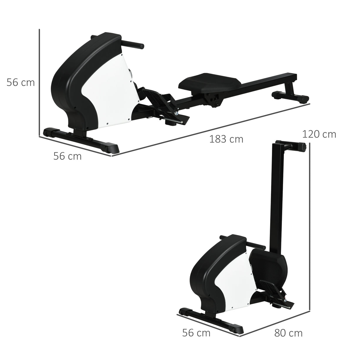 Rameur d'appartement pliable - .fr x FFHandball - 8 niveaux de résistance magnétique, écran LCD - acier noir blanc