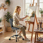 Taburete con ruedas, taburete de masaje de PU con altura ajustable de 73-88 cm y respaldo, giratorio 360°, gris